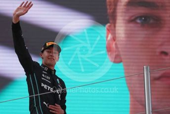 World © Octane Photographic Ltd. Formula 1 – Spanish Grand Prix - Circuit de Barcelona-Catalunya. Sunday 22nd May 2022 Podium. Mercedes-AMG Petronas F1 Team F1 W13 - George Russell.