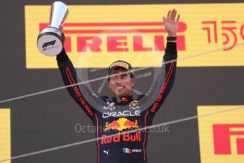 World © Octane Photographic Ltd. Formula 1 – Spanish Grand Prix - Circuit de Barcelona-Catalunya. Sunday 22nd May 2022 Podium. Oracle Red Bull Racing RB18 – Sergio Perez.