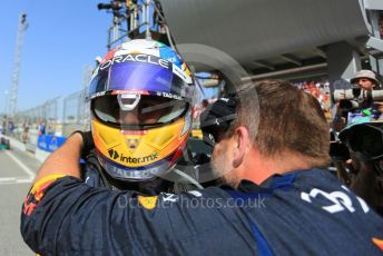 World © Octane Photographic Ltd. Formula 1 – Spanish Grand Prix - Circuit de Barcelona-Catalunya. Sunday 22nd May 2022 Parc Ferme. Oracle Red Bull Racing RB18 – Sergio Perez.