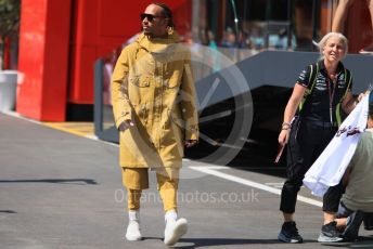 World © Octane Photographic Ltd. Formula 1 – Spanish Grand Prix - Circuit de Barcelona-Catalunya. Friday 20th May 2022 Paddock. Mercedes-AMG Petronas F1 Team F1 W13 - Lewis Hamilton.