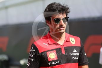 World © Octane Photographic Ltd. Formula 1 – Spanish Grand Prix - Circuit de Barcelona-Catalunya. Friday 20th May 2022 Paddock. Scuderia Ferrari F1-75 - Carlos Sainz.