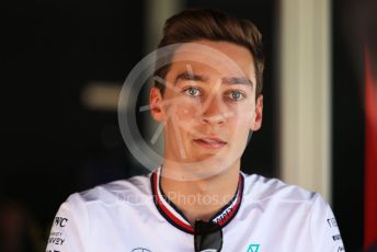 World © Octane Photographic Ltd. Formula 1 – Spanish Grand Prix - Circuit de Barcelona-Catalunya. Friday 20th May 2022 Paddock. Mercedes-AMG Petronas F1 Team F1 W13 - George Russell.