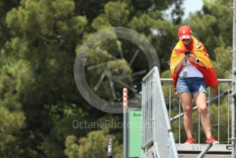 World © Octane Photographic Ltd. Formula 1 – Spanish Grand Prix - Circuit de Barcelona-Catalunya. Friday 20th May 2022 Practice 1. Spanish Ferrari fan in the grandstand