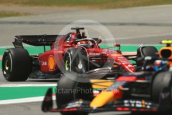 World © Octane Photographic Ltd. Formula 1 – Spanish Grand Prix - Circuit de Barcelona-Catalunya. Friday 20th May 2022 Practice 1. Scuderia Ferrari F1-75 - Charles Leclerc and Oracle Red Bull Racing RB18 – Juri Vips.
