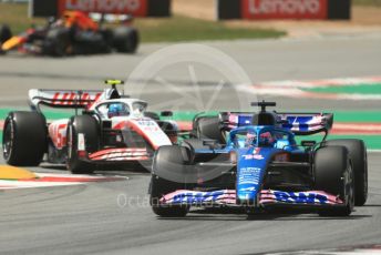 World © Octane Photographic Ltd. Formula 1 – Spanish Grand Prix - Circuit de Barcelona-Catalunya. Friday 20th May 2022 Practice 1. BWT Alpine F1 Team A522 - Fernando Alonso and Haas F1 Team VF-22 - Mick Schumacher.