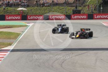 World © Octane Photographic Ltd. Formula 1 – Spanish Grand Prix - Circuit de Barcelona-Catalunya. Friday 20th May 2022 Practice 2. Oracle Red Bull Racing RB18 – Sergio Perez and Williams Racing FW44 - Alex Albon.