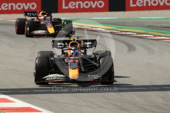World © Octane Photographic Ltd. Formula 1 – Spanish Grand Prix - Circuit de Barcelona-Catalunya. Saturday 21st May 2022 Qualifying. Oracle Red Bull Racing RB18 – Sergio Perez and Max Verstappen.