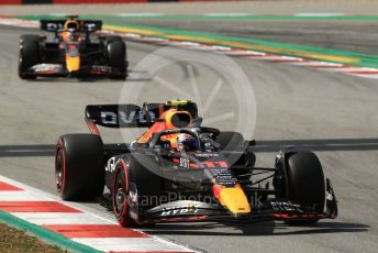 World © Octane Photographic Ltd. Formula 1 – Spanish Grand Prix - Circuit de Barcelona-Catalunya. Saturday 21st May 2022 Qualifying. Oracle Red Bull Racing RB18 – Sergio Perez and Max Verstappen.