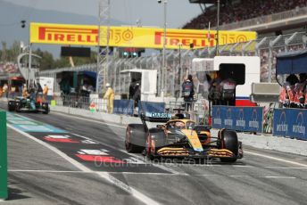World © Octane Photographic Ltd. Formula 1 – Spanish Grand Prix - Circuit de Barcelona-Catalunya. Saturday 21st May 2022 Qualifying. McLaren F1 Team MCL36 - Daniel Ricciardo and Aston Martin Aramco Cognizant F1 Team AMR22 - Sebastian Vettel.