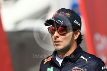 World © Octane Photographic Ltd. Formula 1 – Spanish Grand Prix - Circuit de Barcelona-Catalunya. Saturday 21st May 2022 Paddock. Oracle Red Bull Racing RB18 – Sergio Perez.