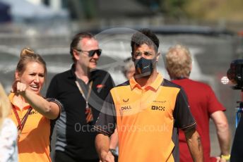 World © Octane Photographic Ltd. Formula 1 – Spanish Grand Prix - Circuit de Barcelona-Catalunya. Saturday 21st May 2022 Paddock. McLaren F1 Team MCL36 - Daniel Ricciardo.
