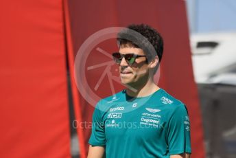 World © Octane Photographic Ltd. Formula 1 – Spanish Grand Prix - Circuit de Barcelona-Catalunya. Saturday 21st May 2022 Paddock. Aston Martin Aramco Cognizant F1 Team AMR22 - Lance Stroll.