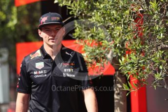 World © Octane Photographic Ltd. Formula 1 – Spanish Grand Prix - Circuit de Barcelona-Catalunya. Saturday 21st May 2022 Paddock. Oracle Red Bull Racing RB18 – Max Verstappen.