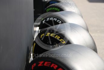 World © Octane Photographic Ltd. Formula 1 – Spanish Grand Prix - Circuit de Barcelona-Catalunya. Saturday 21st May 2022 Paddock. Pirelli F1 tyre range