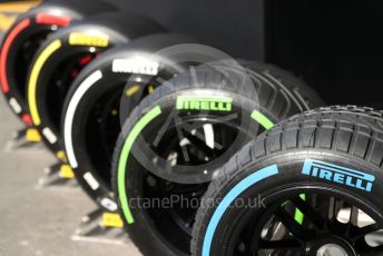 World © Octane Photographic Ltd. Formula 1 – Spanish Grand Prix - Circuit de Barcelona-Catalunya. Saturday 21st May 2022 Paddock. Pirelli F1 tyre range