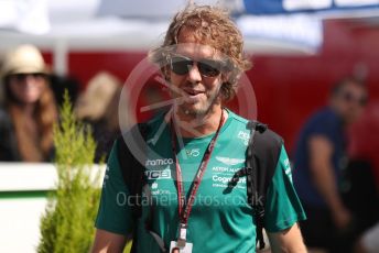 World © Octane Photographic Ltd. Formula 1 – Spanish Grand Prix - Circuit de Barcelona-Catalunya. Saturday 21st May 2022 Paddock. Aston Martin Aramco Cognizant F1 Team AMR22 - Sebastian Vettel.