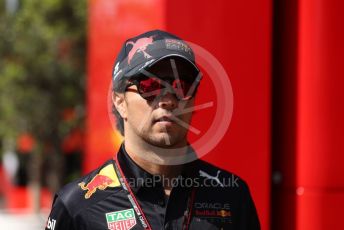 World © Octane Photographic Ltd. Formula 1 – Spanish Grand Prix - Circuit de Barcelona-Catalunya. Sunday 22nd May 2022 Paddock. Oracle Red Bull Racing RB18 – Sergio Perez.