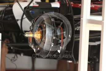 World © Octane Photographic Ltd. Formula 1 – Spanish Grand Prix - Circuit de Barcelona-Catalunya. Thursday 19th May 2022 Pitlane. Alfa Romeo F1 Team Orlen C42 front brake