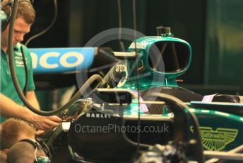 World © Octane Photographic Ltd. Formula 1 – Spanish Grand Prix - Circuit de Barcelona-Catalunya. Thursday 19th May 2022 Pitlane. Aston Martin Aramco Cognizant F1 Team AMR22 airbox