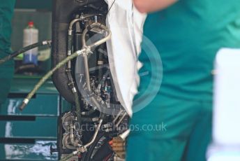 World © Octane Photographic Ltd. Formula 1 – Spanish Grand Prix - Circuit de Barcelona-Catalunya. Thursday 19th May 2022 Pitlane. Aston Martin Aramco Cognizant F1 Team AMR22 engine