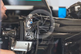 World © Octane Photographic Ltd. Formula 1 – Spanish Grand Prix - Circuit de Barcelona-Catalunya. Thursday 19th May 2022 Pitlane. Mercedes-AMG Petronas F1 Team F1 W13 rear brake