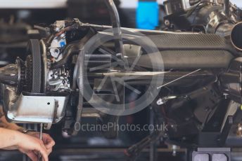 World © Octane Photographic Ltd. Formula 1 – Spanish Grand Prix - Circuit de Barcelona-Catalunya. Thursday 19th May 2022 Pitlane. Mercedes-AMG Petronas F1 Team F1 W13 rear wing