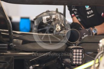 World © Octane Photographic Ltd. Formula 1 – Spanish Grand Prix - Circuit de Barcelona-Catalunya. Thursday 19th May 2022 Pitlane. Mercedes-AMG Petronas F1 Team F1 W13 rear wing