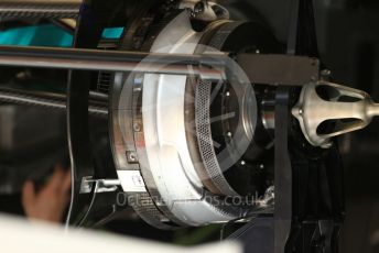 World © Octane Photographic Ltd. Formula 1 – Spanish Grand Prix - Circuit de Barcelona-Catalunya. Thursday 19th May 2022 Pitlane. Mercedes-AMG Petronas F1 Team F1 W13 front brake