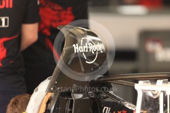 World © Octane Photographic Ltd. Formula 1 – Spanish Grand Prix - Circuit de Barcelona-Catalunya. Thursday 19th May 2022 Pitlane. Oracle Red Bull Racing RB18 front brake aero with HArd Rock sponsorship.