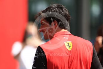 World © Octane Photographic Ltd. Formula 1 – Spanish Grand Prix - Circuit de Barcelona-Catalunya. Thursday 19th May 2022 Paddock. Scuderia Ferrari F1-75 - Carlos Sainz.