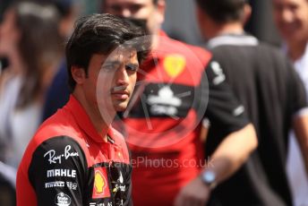 World © Octane Photographic Ltd. Formula 1 – Spanish Grand Prix - Circuit de Barcelona-Catalunya. Thursday 19th May 2022 Paddock. Scuderia Ferrari F1-75 - Carlos Sainz.