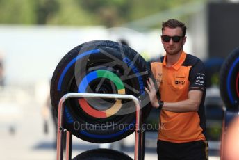 World © Octane Photographic Ltd. Formula 1 – Spanish Grand Prix - Circuit de Barcelona-Catalunya. Thursday 19th May 2022 Paddock. McLaren F1 Team Google wheels and wet tyres.