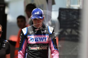 World © Octane Photographic Ltd. Formula 1 – Spanish Grand Prix - Circuit de Barcelona-Catalunya. Thursday 19th May 2022 Paddock. BWT Alpine F1 Team A522 - Esteban Ocon.