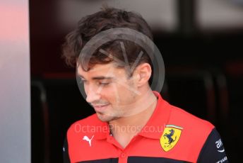 World © Octane Photographic Ltd. Formula 1 – Spanish Grand Prix - Circuit de Barcelona-Catalunya. Thursday 19th May 2022 Paddock. Scuderia Ferrari F1-75 - Charles Leclerc.