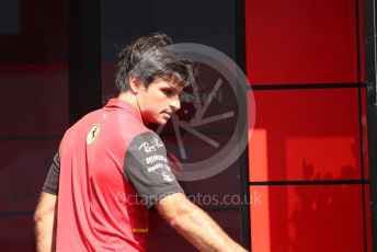 World © Octane Photographic Ltd. Formula 1 – Spanish Grand Prix - Circuit de Barcelona-Catalunya. Thursday 19th May 2022 Paddock. Scuderia Ferrari F1-75 - Carlos Sainz.