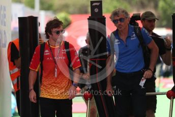 World © Octane Photographic Ltd. Formula 1 – Spanish Grand Prix - Circuit de Barcelona-Catalunya. Thursday 19th May 2022 Paddock. BWT Alpine F1 Team A522 - Fernando Alonso.