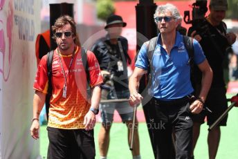 World © Octane Photographic Ltd. Formula 1 – Spanish Grand Prix - Circuit de Barcelona-Catalunya. Thursday 19th May 2022 Paddock. BWT Alpine F1 Team A522 - Fernando Alonso.