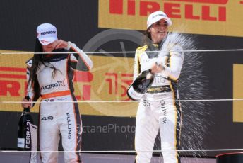 World © Octane Photographic Ltd. W Series – Spanish Grand Prix - Circuit de Barcelona-Catalunya. Saturday 21st May 2022 Race Podium. Tatuus F3 T-318. Jenner Racing – Jamie Chadwick and Racing X – Abbi Pulling
