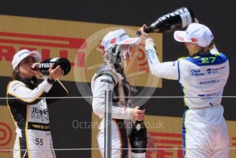 World © Octane Photographic Ltd. W Series – Spanish Grand Prix - Circuit de Barcelona-Catalunya. Saturday 21st May 2022 Race Podium. Tatuus F3 T-318. Jenner Racing – Jamie Chadwick, Racing X – Abbi Pulling and Click2Drive Bristol Street Motors W Series Team – Alice Powell.