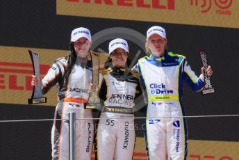 World © Octane Photographic Ltd. W Series – Spanish Grand Prix - Circuit de Barcelona-Catalunya. Saturday 21st May 2022 Race Podium. Tatuus F3 T-318. Jenner Racing – Jamie Chadwick, Racing X – Abbi Pulling and Click2Drive Bristol Street Motors W Series Team – Alice Powell.