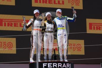 World © Octane Photographic Ltd. W Series – Spanish Grand Prix - Circuit de Barcelona-Catalunya. Saturday 21st May 2022 Race Podium. Tatuus F3 T-318. Jenner Racing – Jamie Chadwick, Racing X – Abbi Pulling and Click2Drive Bristol Street Motors W Series Team – Alice Powell.