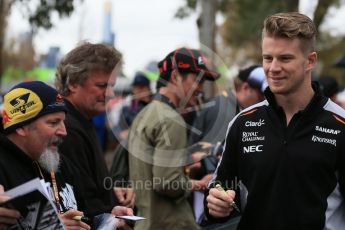 World © Octane Photographic Ltd. Sahara Force India - Nico Hulkenberg. Friday 18th March 2016, F1 Australian GP - Melbourne Walk, Melbourne, Albert Park, Australia. Digital Ref : 1527LB1D1713