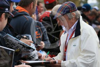 World © Octane Photographic Ltd. Sir Jackie Stewart. Friday 18th March 2016, F1 Australian GP - Melbourne Walk, Melbourne, Albert Park, Australia. Digital Ref : 1527LB1D1782