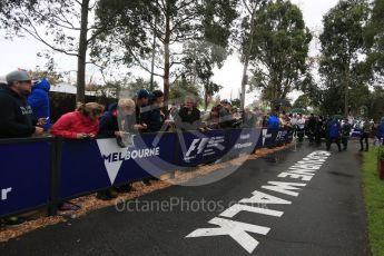 World © Octane Photographic Ltd. Fans wait for the drivers on the Melbourne walk. Friday 18th March 2016, F1 Australian GP - Melbourne Walk, Melbourne, Albert Park, Australia. Digital Ref : 1527LB5D0999