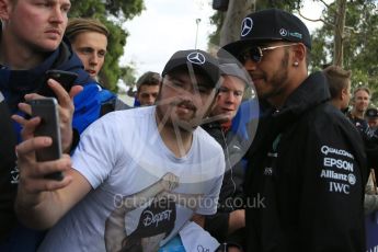 World © Octane Photographic Ltd. Mercedes AMG Petronas – Lewis Hamilton. Friday 18th March 2016, F1 Australian GP - Melbourne Walk, Melbourne, Albert Park, Australia. Digital Ref : 1527LB5D1085