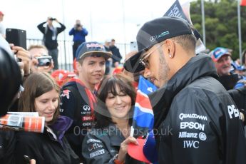 World © Octane Photographic Ltd. Mercedes AMG Petronas – Lewis Hamilton. Friday 18th March 2016, F1 Australian GP - Melbourne Walk, Melbourne, Albert Park, Australia. Digital Ref : 1527LB5D1091