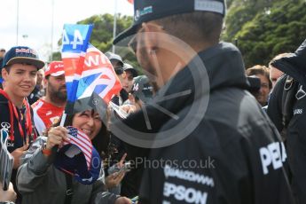 World © Octane Photographic Ltd. Mercedes AMG Petronas – Lewis Hamilton. Friday 18th March 2016, F1 Australian GP - Melbourne Walk, Melbourne, Albert Park, Australia. Digital Ref : 1527LB5D1101