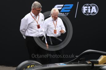 World © Octane Photographic Ltd. Formula 1 - Italian Grand Prix – FIA Formula 2 2018 Car Launch - Ross Brawn and Charlie Whiting. Monza, Italy. Thursday 31st August 2017. Digital Ref: 1936LB1D0419