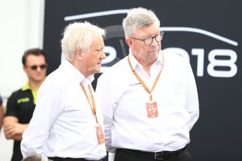 World © Octane Photographic Ltd. Formula 1 - Italian Grand Prix – FIA Formula 2 2018 Car Launch - Ross Brawn and Charlie Whiting. Monza, Italy. Thursday 31st August 2017. Digital Ref: 1936LB1D0477