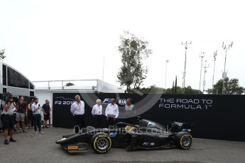 World © Octane Photographic Ltd. Formula 1 - Italian Grand Prix – FIA Formula 2 2018 Car Launch - Ross Brawn, Mario Isola, Charlie Whiting and Dider Perrin. Monza, Italy. Thursday 31st August 2017. Digital Ref: 1936LB2D7689